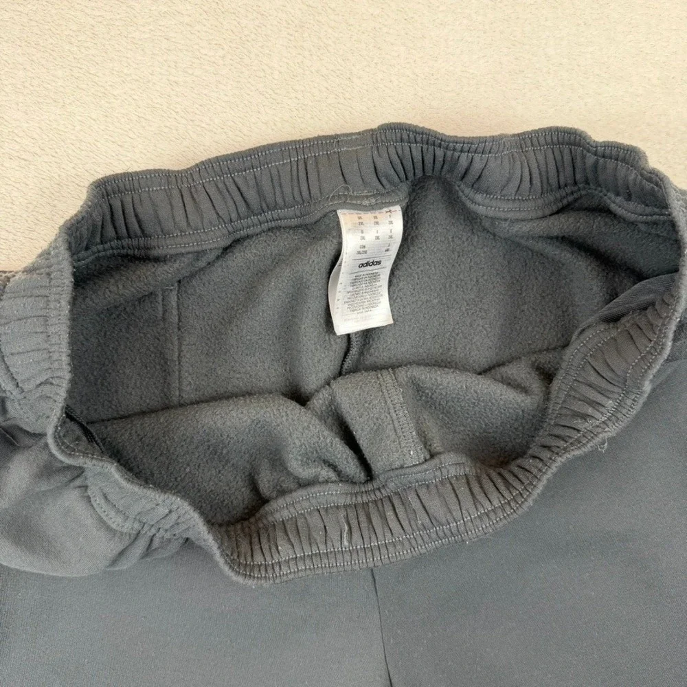Adidas‎ Mens Fleece Lined Track Pants Gray Joggers 2XL JC6022 Zip Ankle